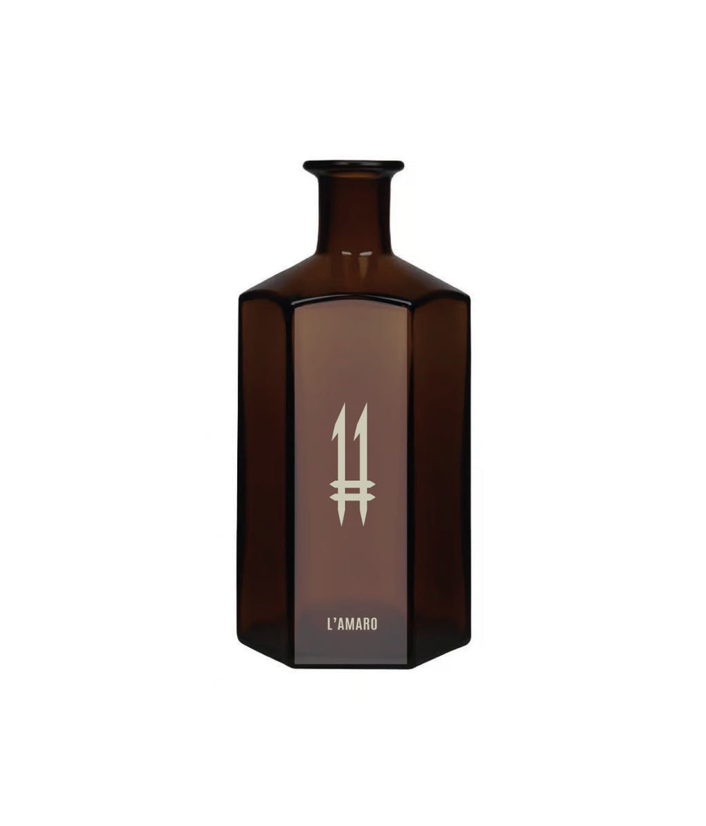 N.11 L'Amaro — L'Oscuro, bottiglia esagonale in vetro ambrato