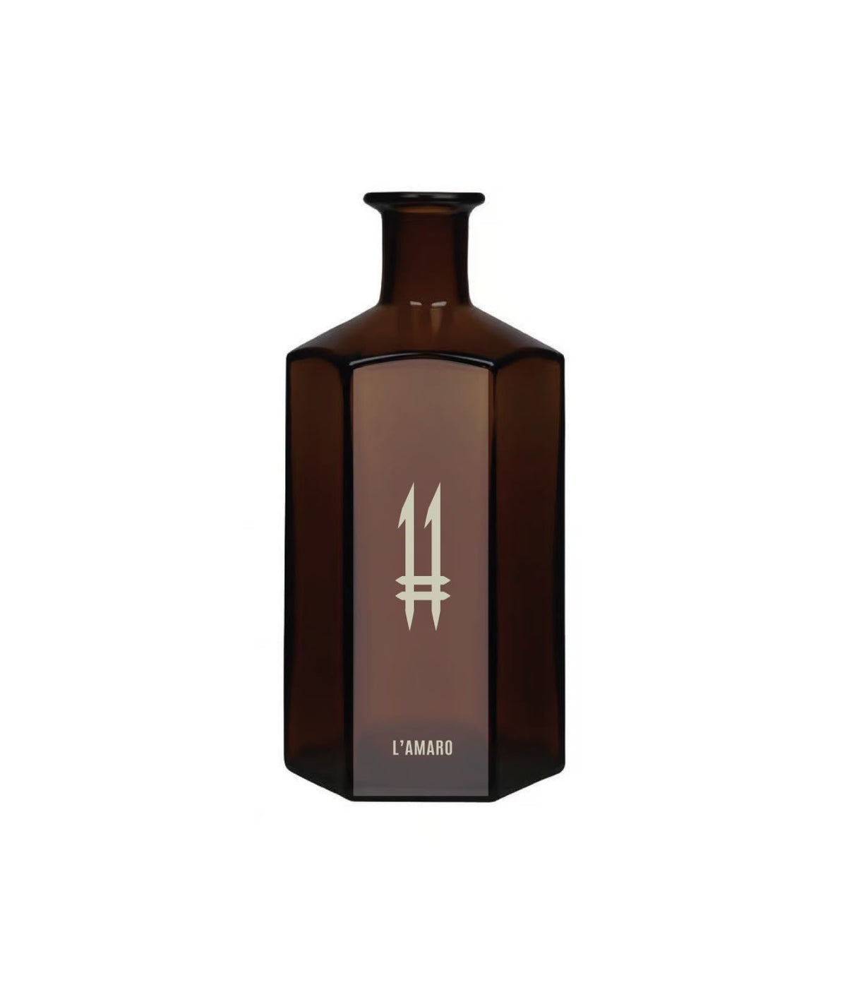 N.11 L'Amaro — L'Oscuro, bottiglia esagonale in vetro ambrato